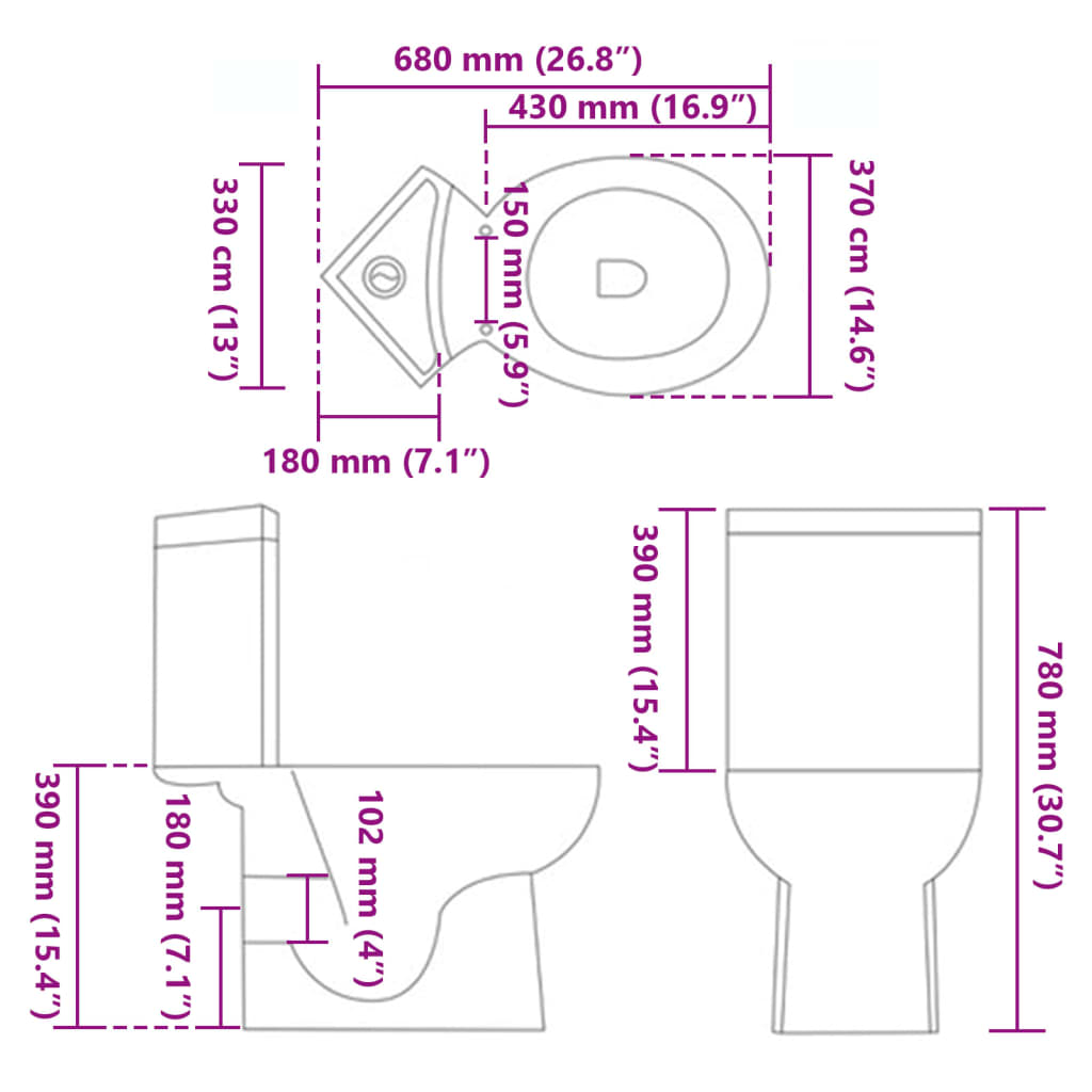 Corner bathroom toilet, white, ceramic