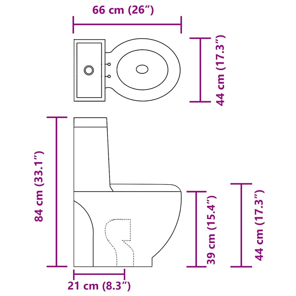 Toilet, round, black