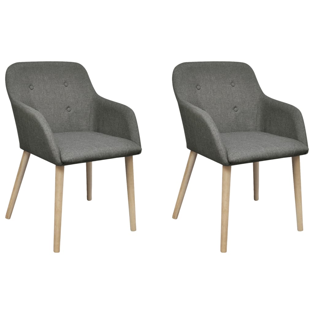 Dining chairs, 2 pcs., light gray fabric and oak solid wood.