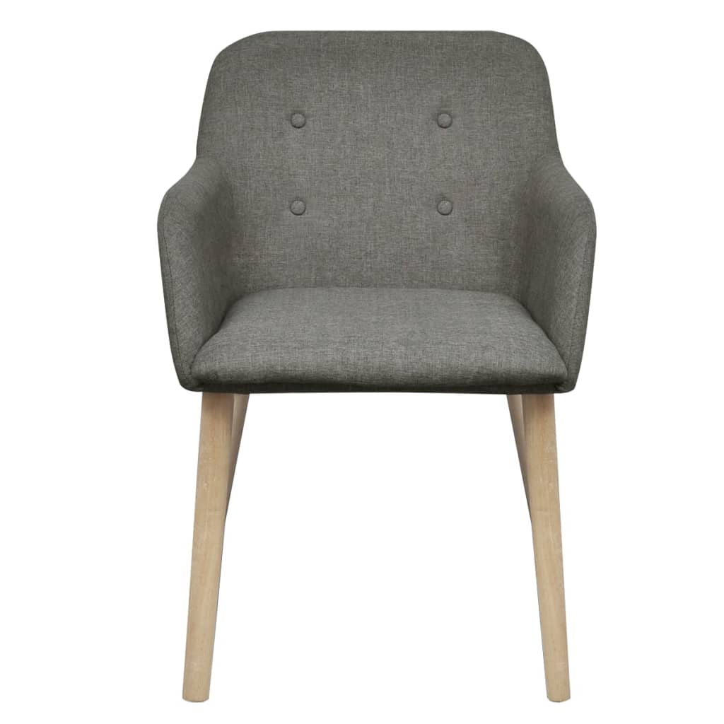 Dining chairs, 2 pcs., light gray fabric and oak solid wood.