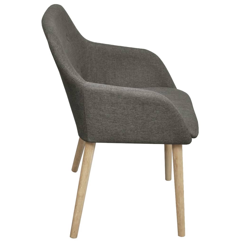 Dining chairs, 2 pcs., light gray fabric and oak solid wood.