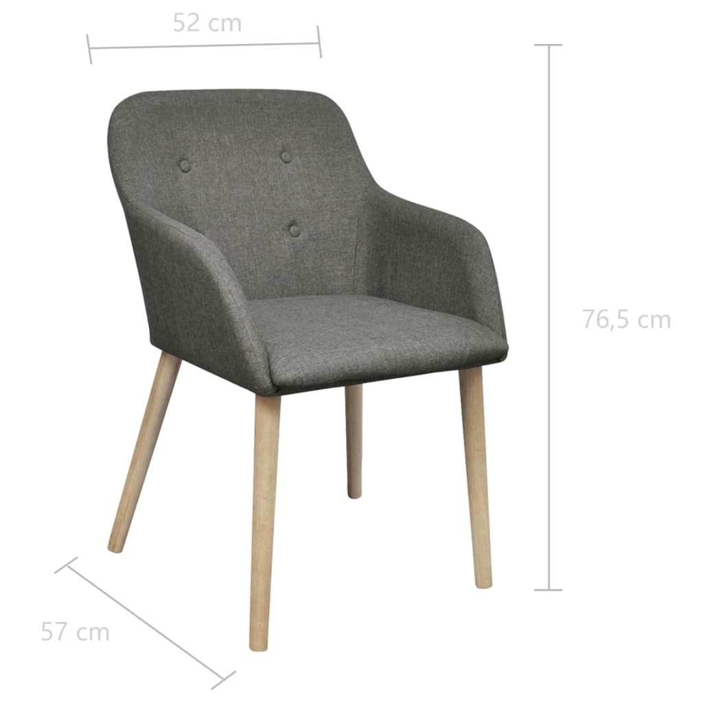 Dining chairs, 2 pcs., light gray fabric and oak solid wood.