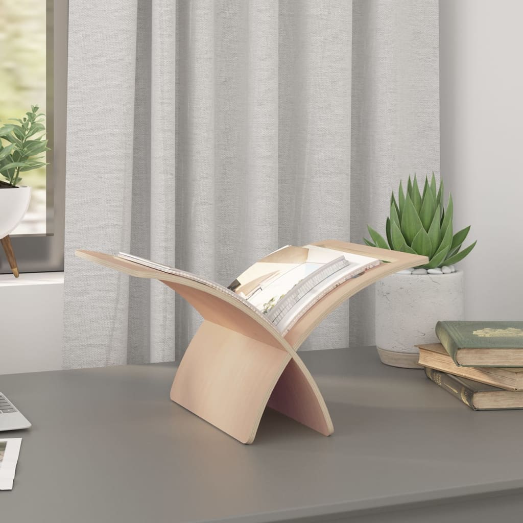 Wooden magazine rack, natural, free-standing