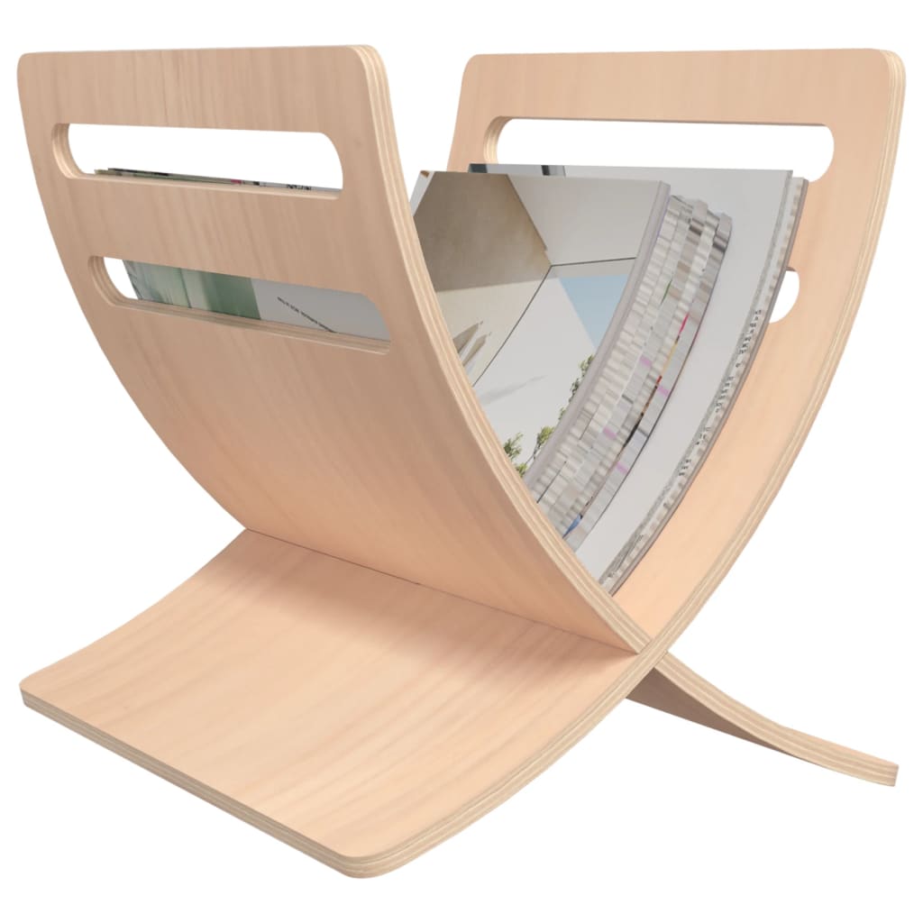 Wooden magazine rack, natural, free-standing
