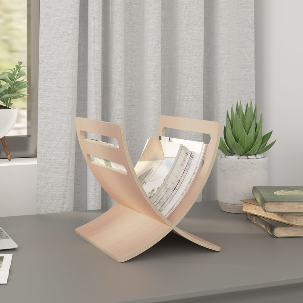 Wooden magazine rack, natural, free-standing