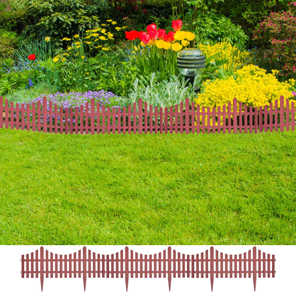 Lawn edging, 17 pcs., brown, 10m