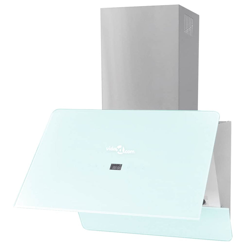Cooker hood, tempered glass, white, 600 mm