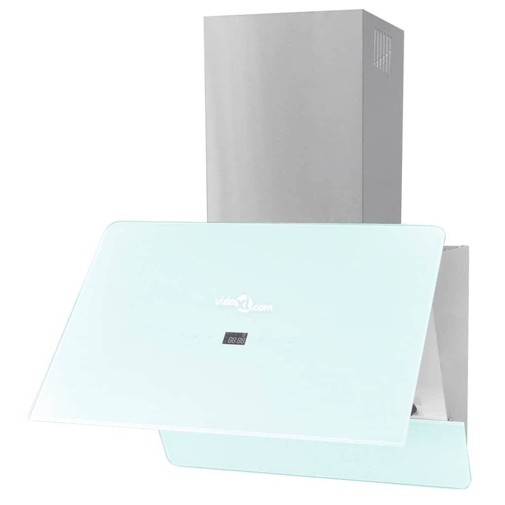 Cooker hood, tempered glass, white, 600 mm