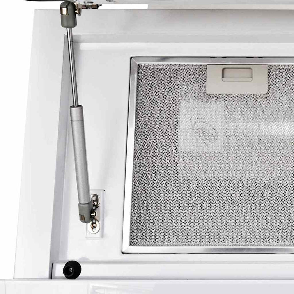 Cooker hood, tempered glass, white, 600 mm