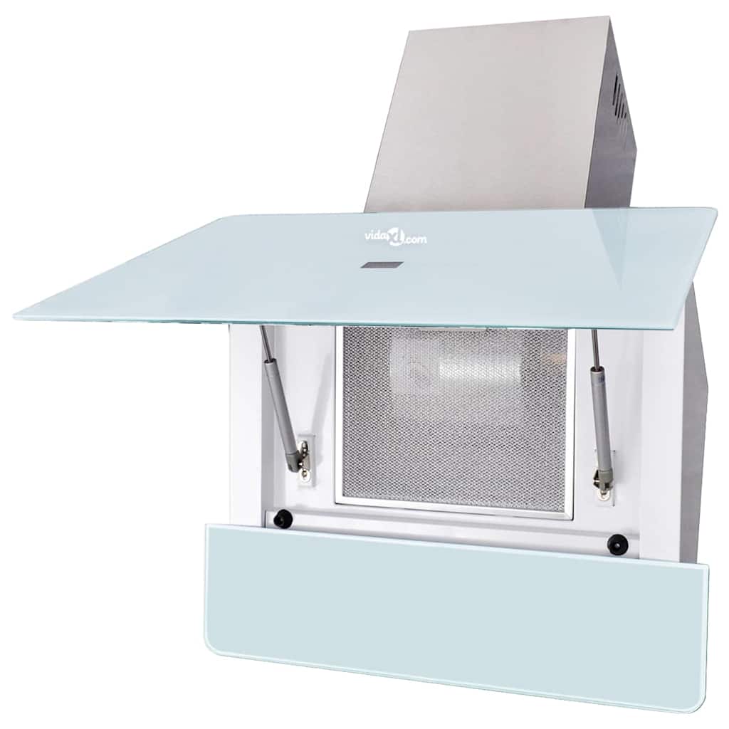 Cooker hood, tempered glass, white, 600 mm