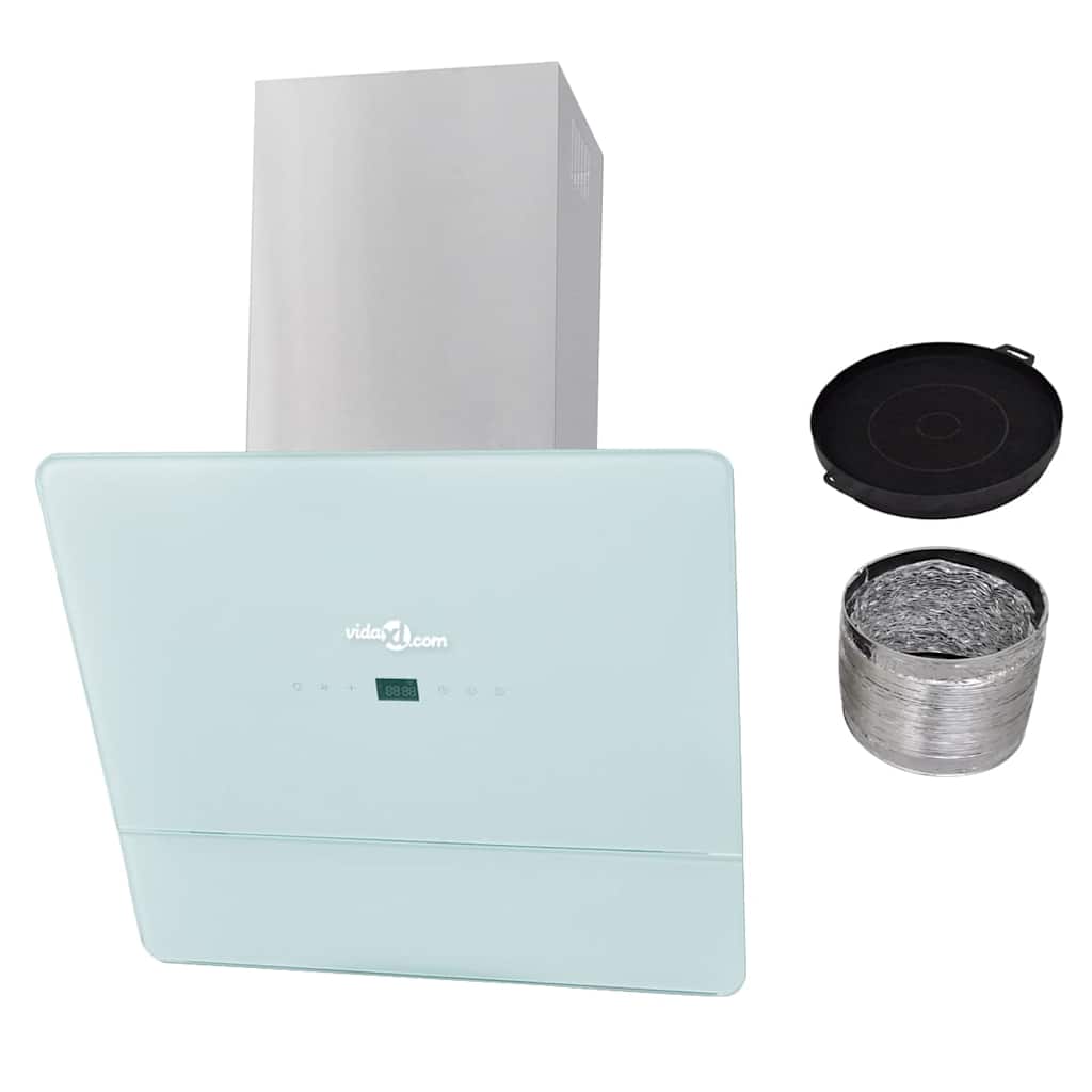 Cooker hood, tempered glass, white, 600 mm