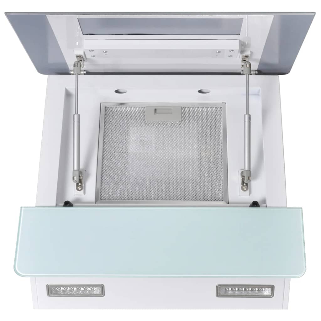 Cooker hood, tempered glass, white, 600 mm