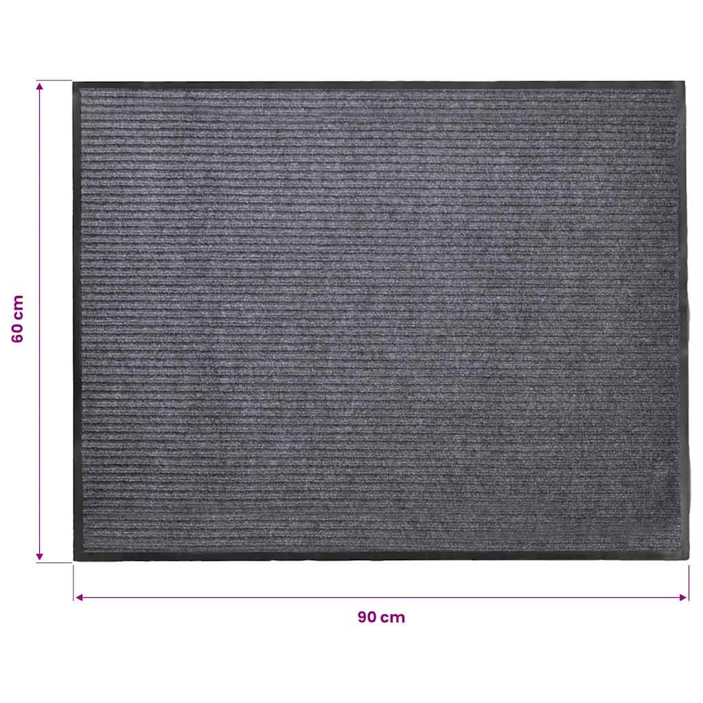 Durų kilimėlis, pilkos spalvos, 90 x 60 cm, PVC