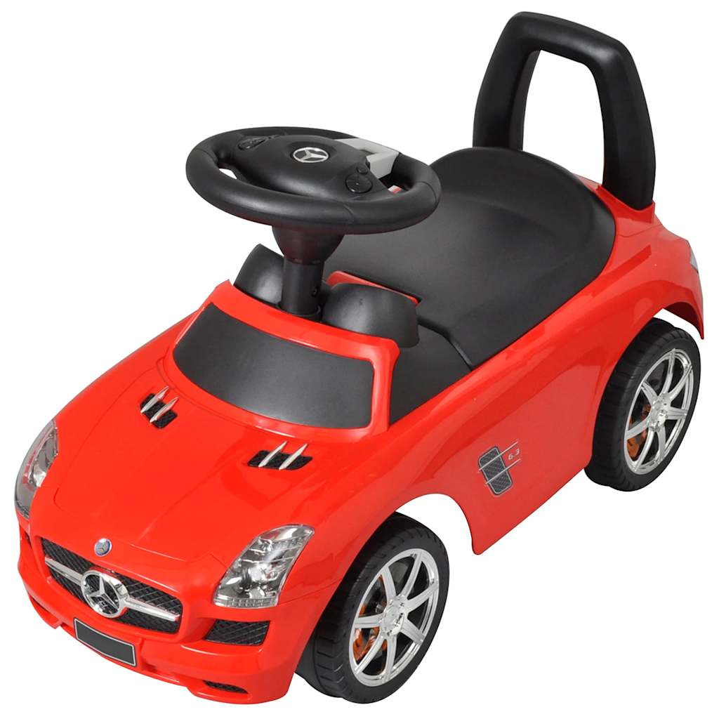 Kojomis varomas vaikiškas automobilis, raudonos spalvos