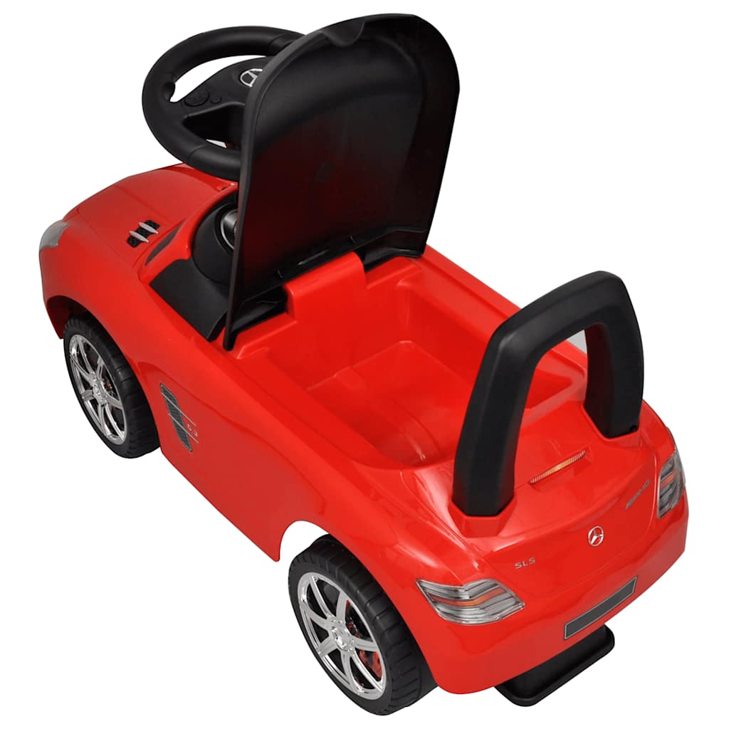 Kojomis varomas vaikiškas automobilis, raudonos spalvos
