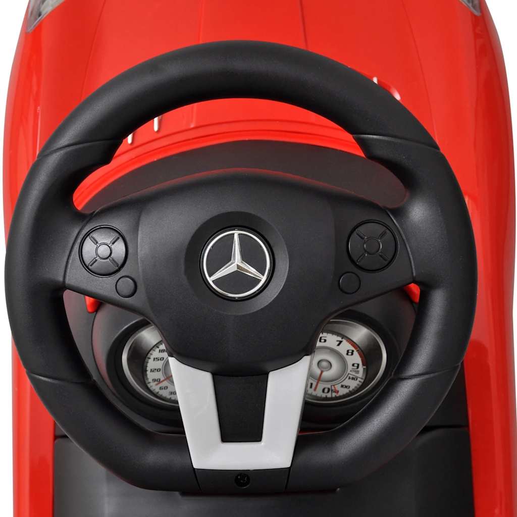 Kojomis varomas vaikiškas automobilis, raudonos spalvos