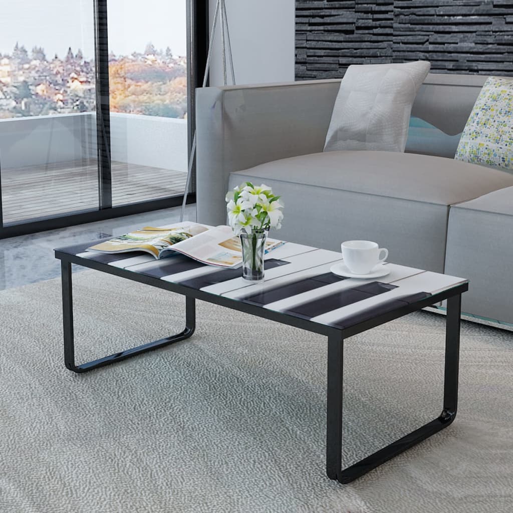 Kavos staliukas su stikliniu pianino stalviršiu