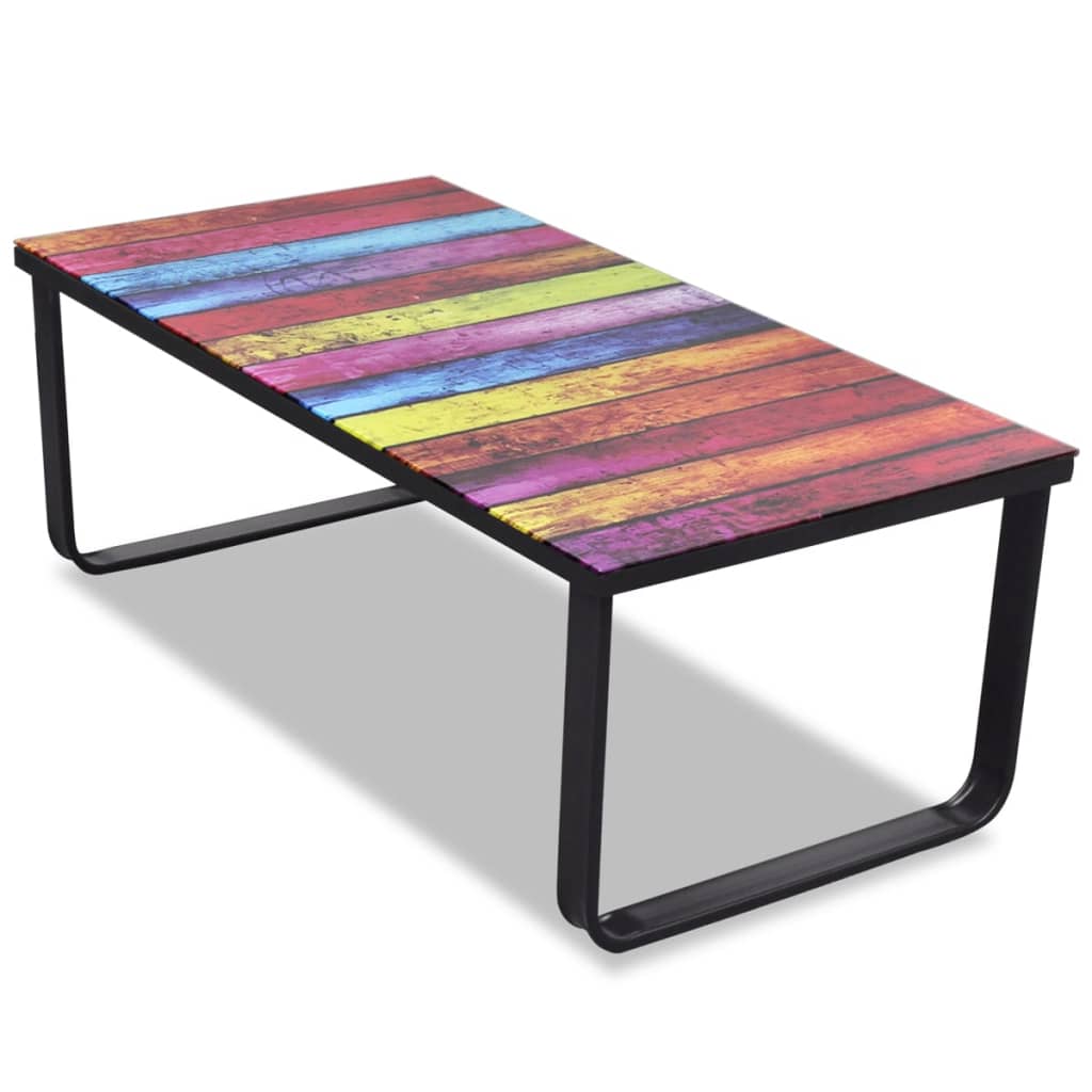 Coffee table with a rainbow glass top