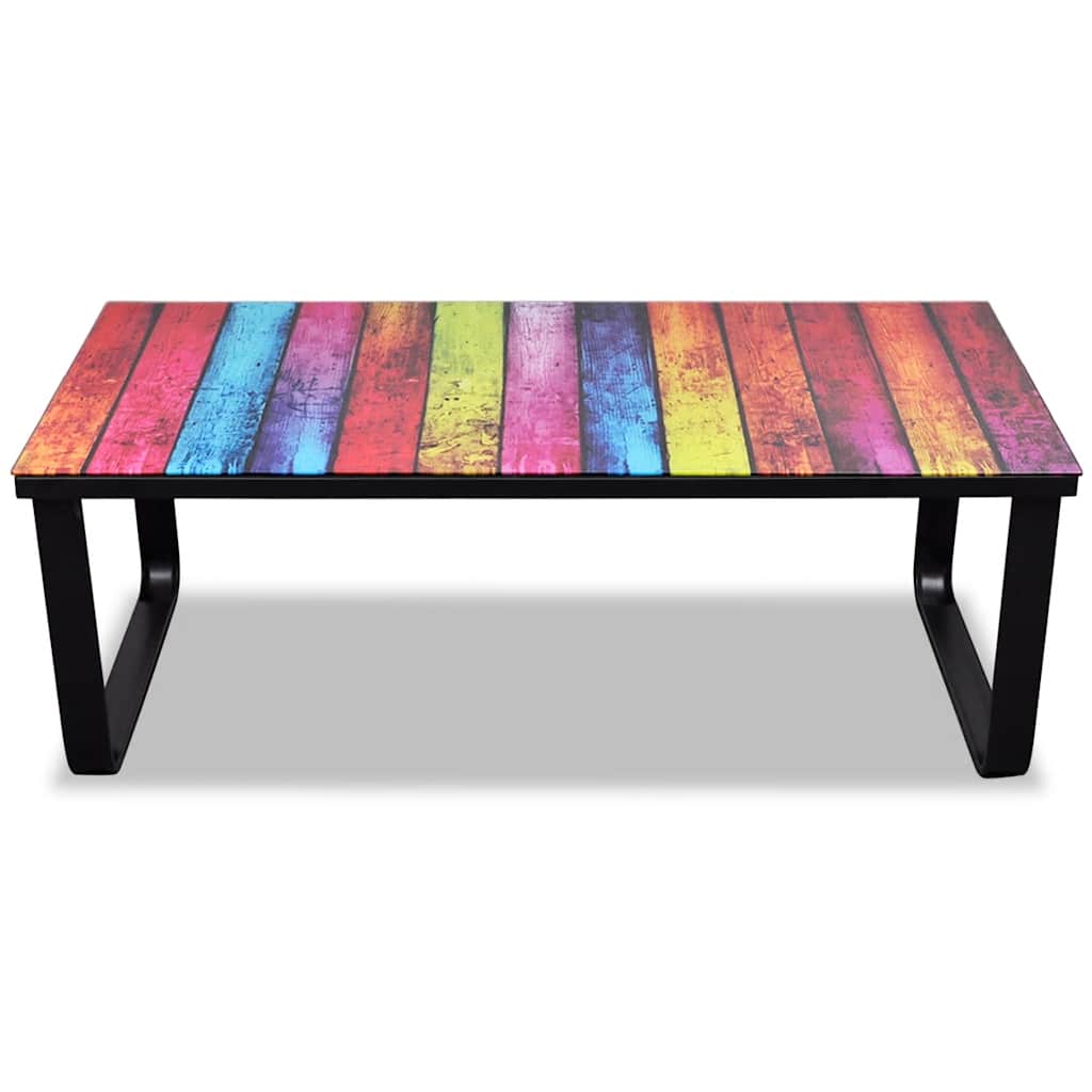Coffee table with a rainbow glass top