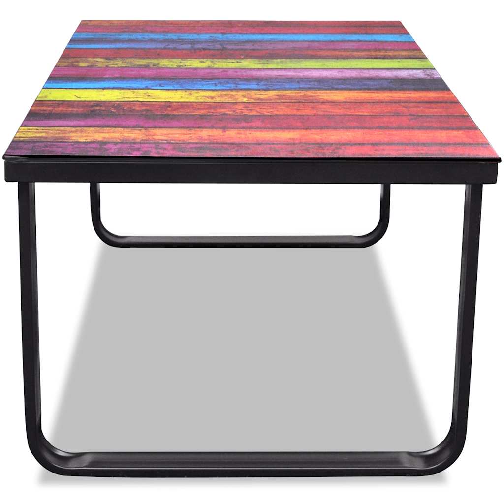 Coffee table with a rainbow glass top