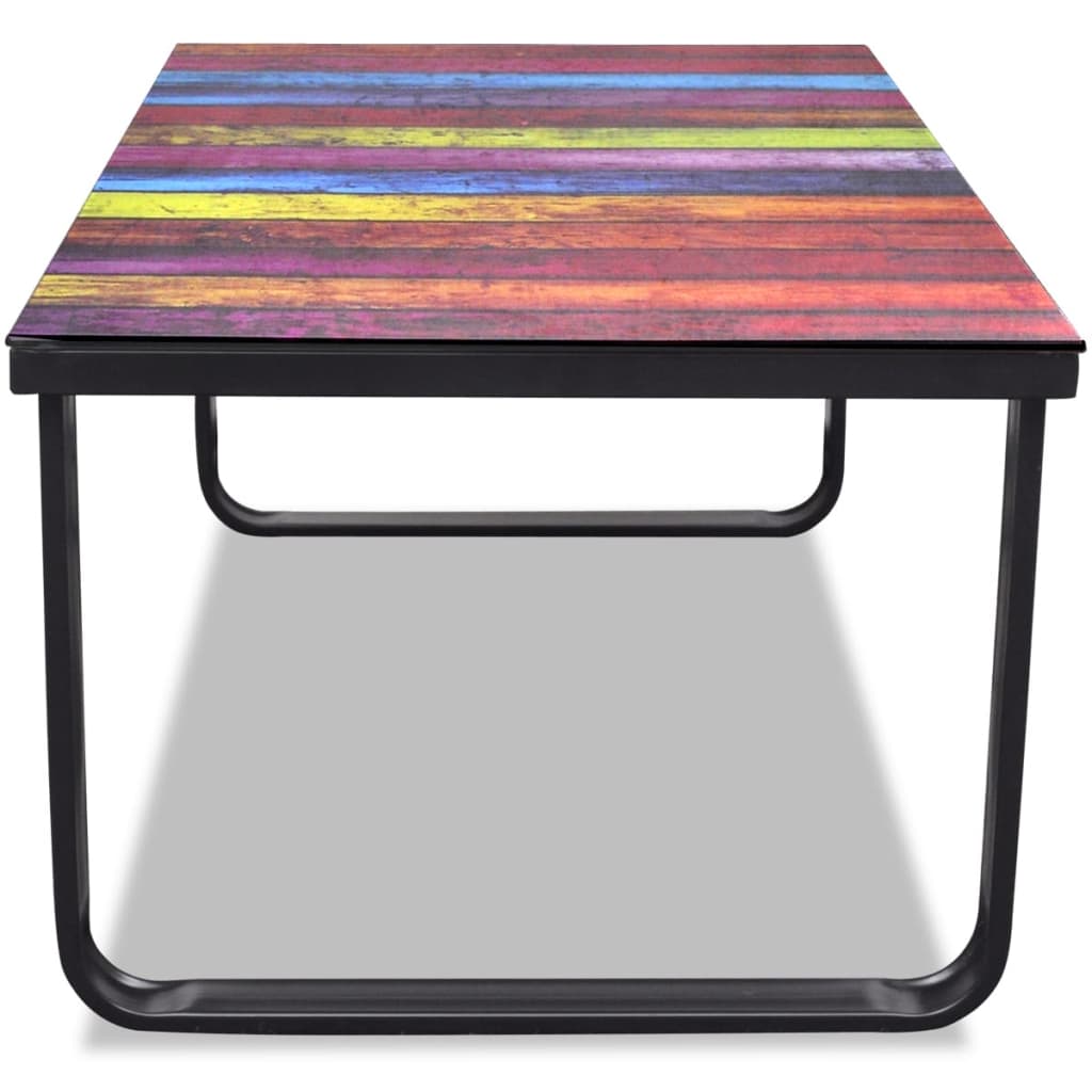 Coffee table with a rainbow glass top