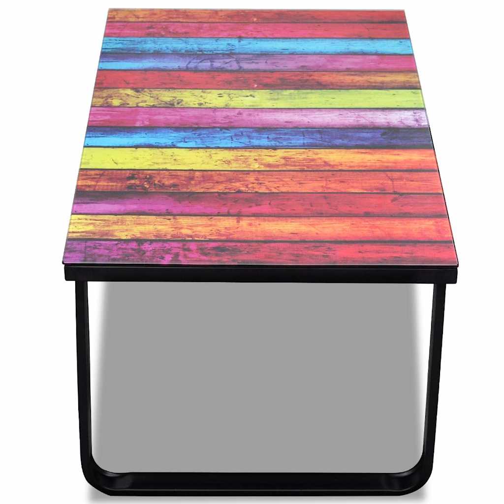 Coffee table with a rainbow glass top