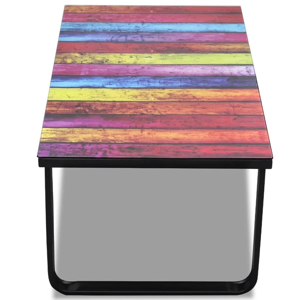 Coffee table with a rainbow glass top