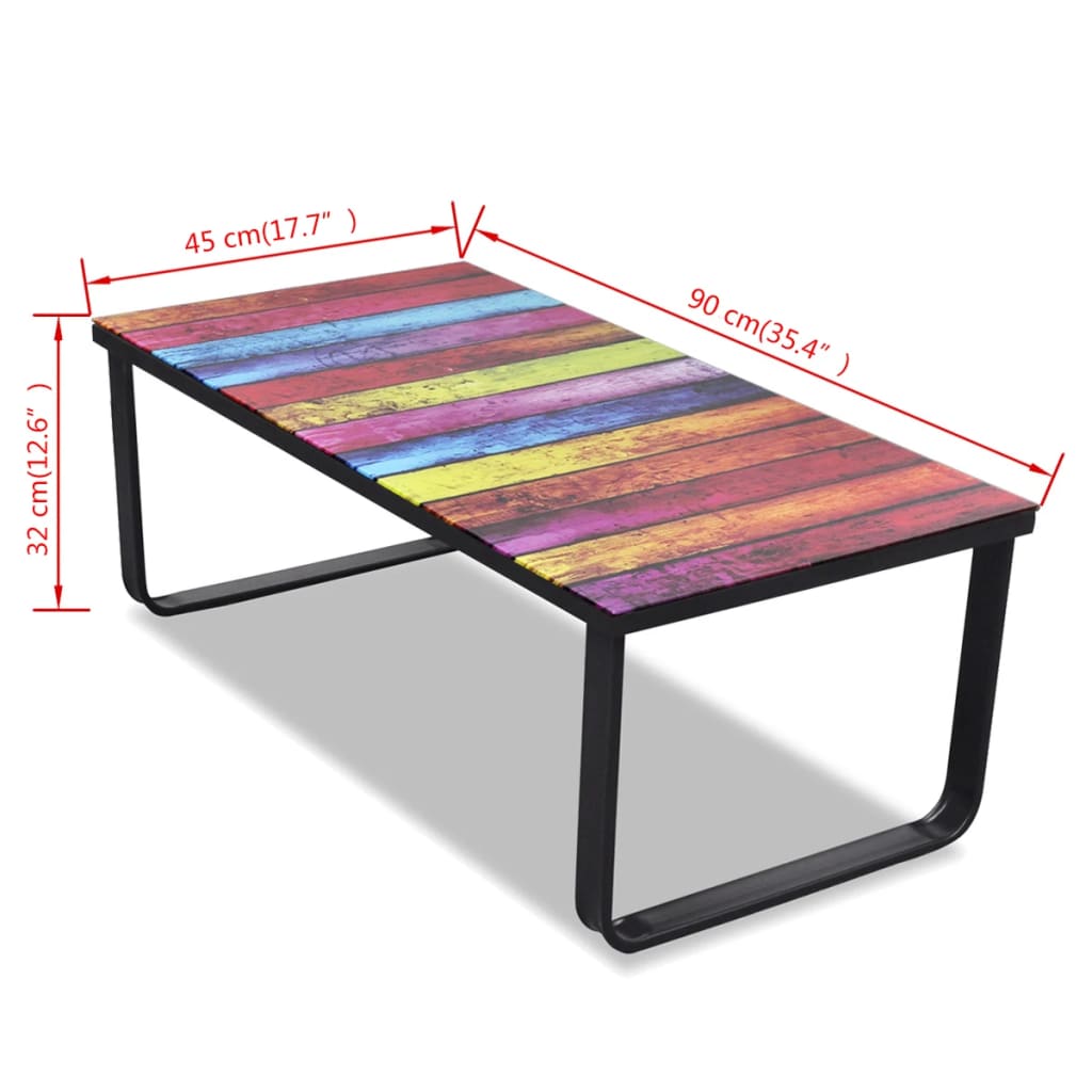 Coffee table with a rainbow glass top