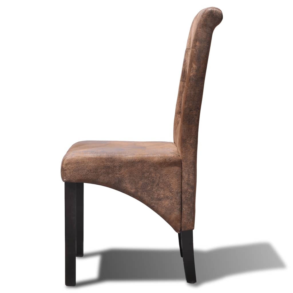 Dining chairs, 6 pcs., brown, faux leather