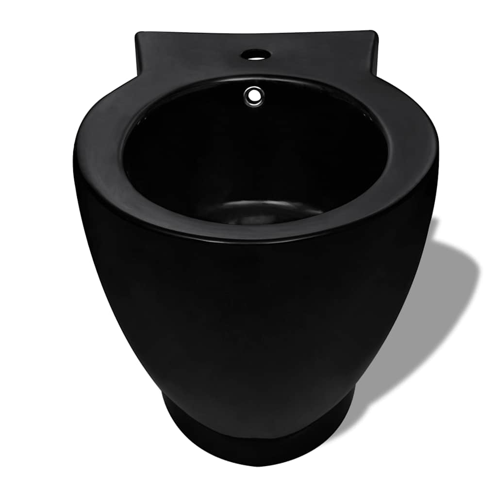 Toilet and bidet set, black, ceramic
