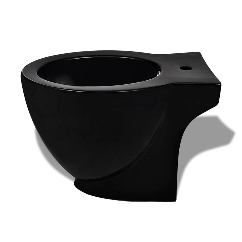 Toilet and bidet set, black, ceramic