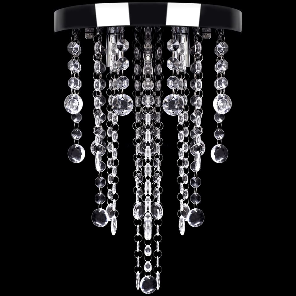 White Metal Ceiling Light with Crystal Beads