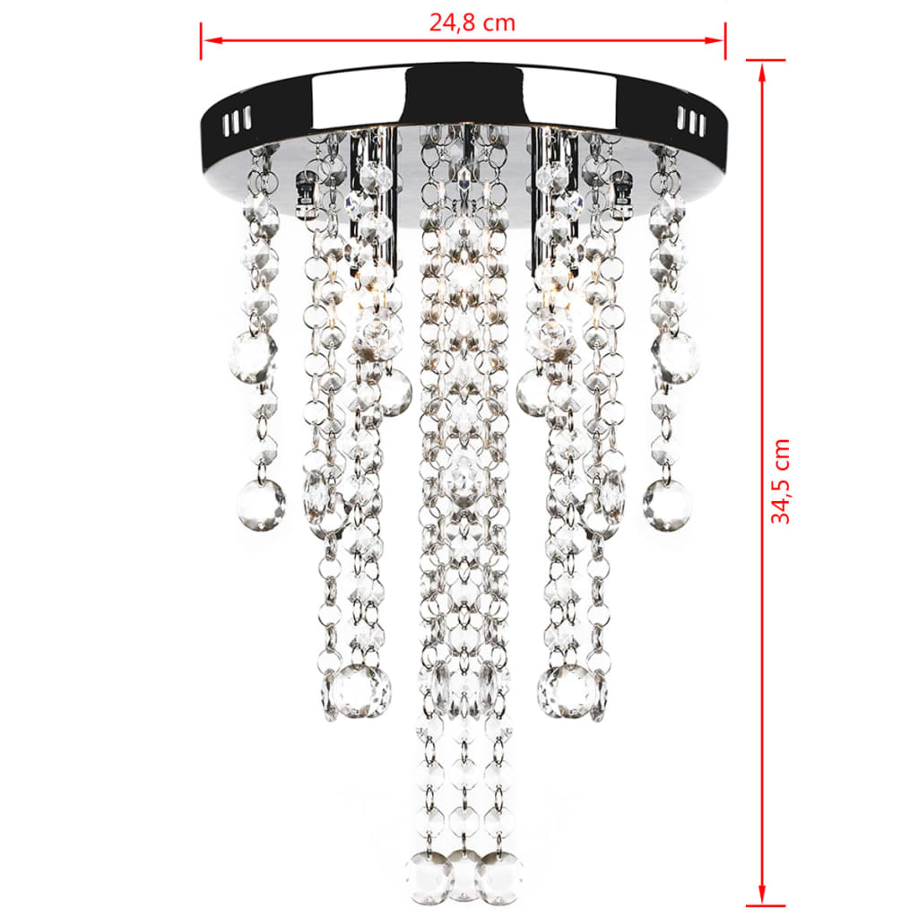 White Metal Ceiling Light with Crystal Beads