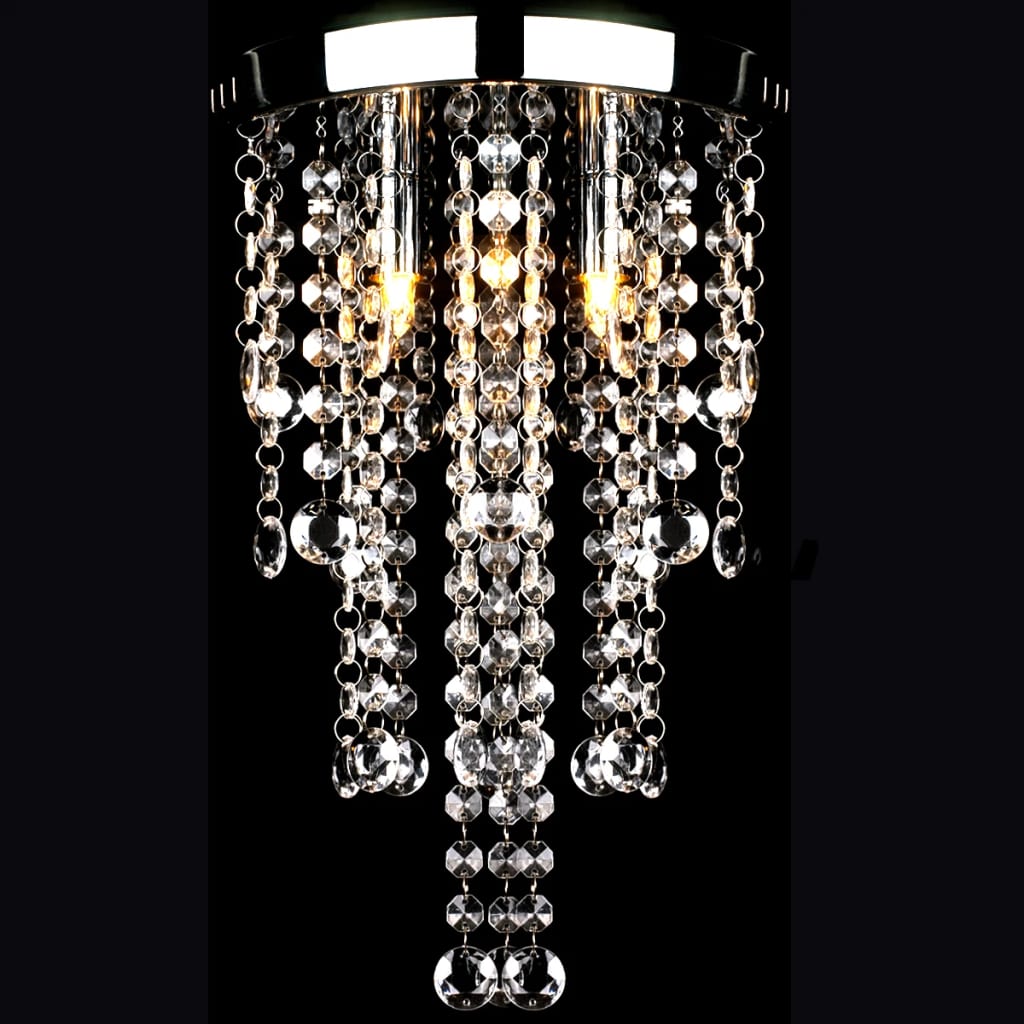 White Metal Ceiling Light with Crystal Beads