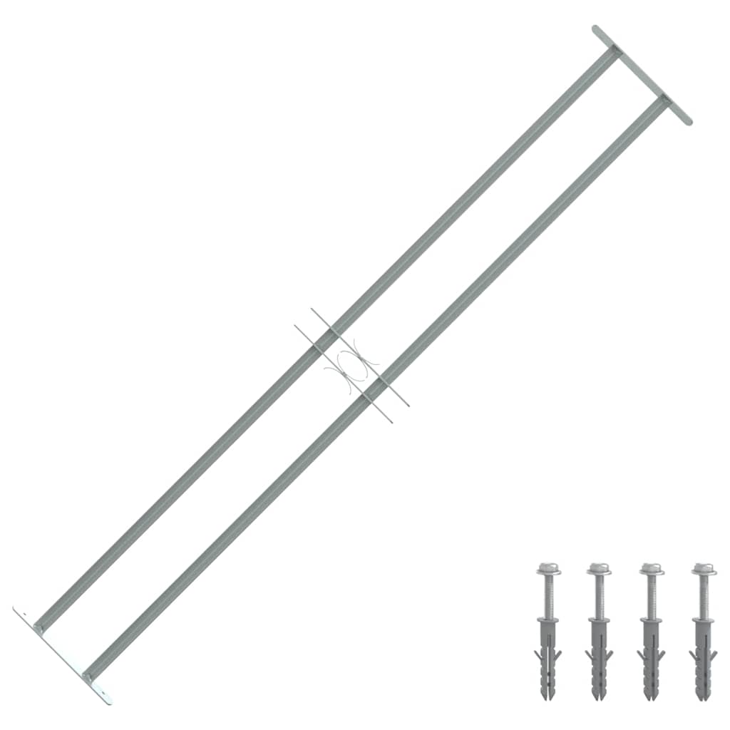 Reguliuojama apsauginė grotelė langams su 2 skersiniais, 1000-1500mm