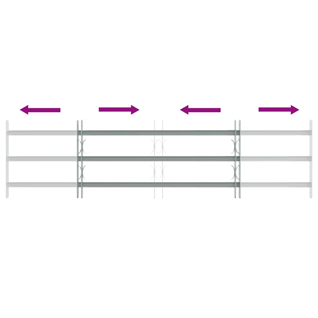 Adjustable window security grille with 3 crossbars, 1000-1500mm