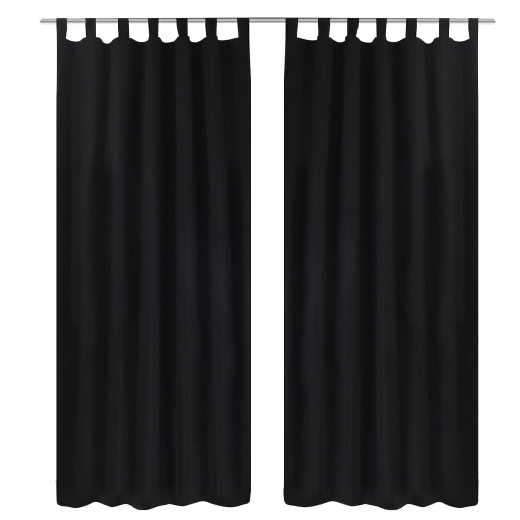 Juodos Užuolaidos su Kilpomis 140 x 175 cm, 2 vnt., Mikro Satinas