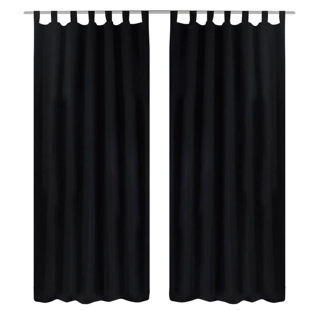 Juodos Užuolaidos su Kilpomis 140 x 225 cm, 2 vnt., Mikro Satinas