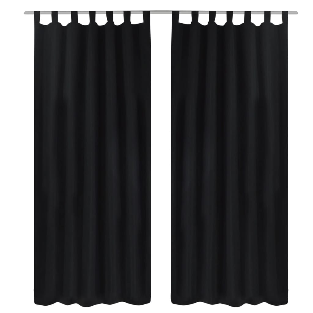 Juodos Užuolaidos su Kilpomis 140 x 225 cm, 2 vnt., Mikro Satinas