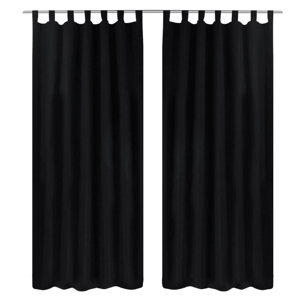 Juodos Užuolaidos su Kilpomis 140 x 245 cm, 2 vnt., Mikro Satinas