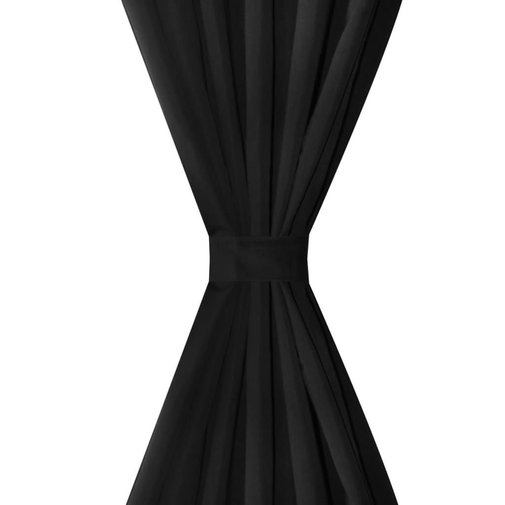 Black Loop Curtains 140 x 245 cm, 2 pcs, Micro Satin