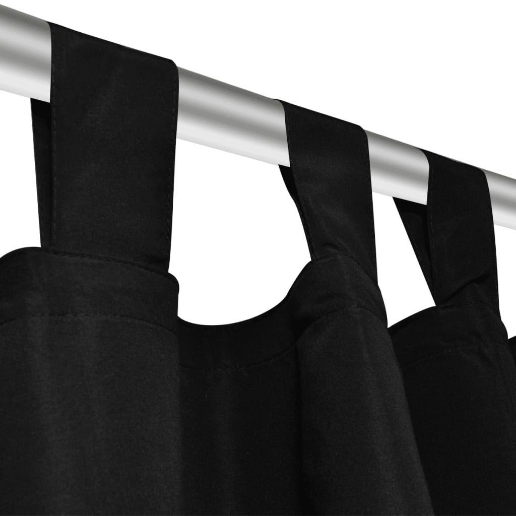Black Loop Curtains 140 x 245 cm, 2 pcs, Micro Satin