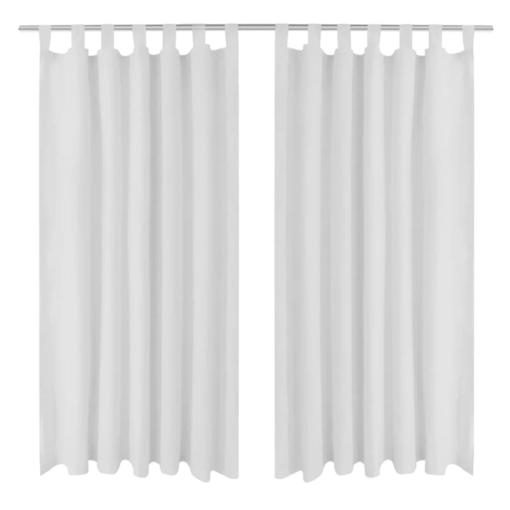 Baltos Užuolaidos su Kilpomis 140 x 175 cm, 2 vnt., Mikro Satinas