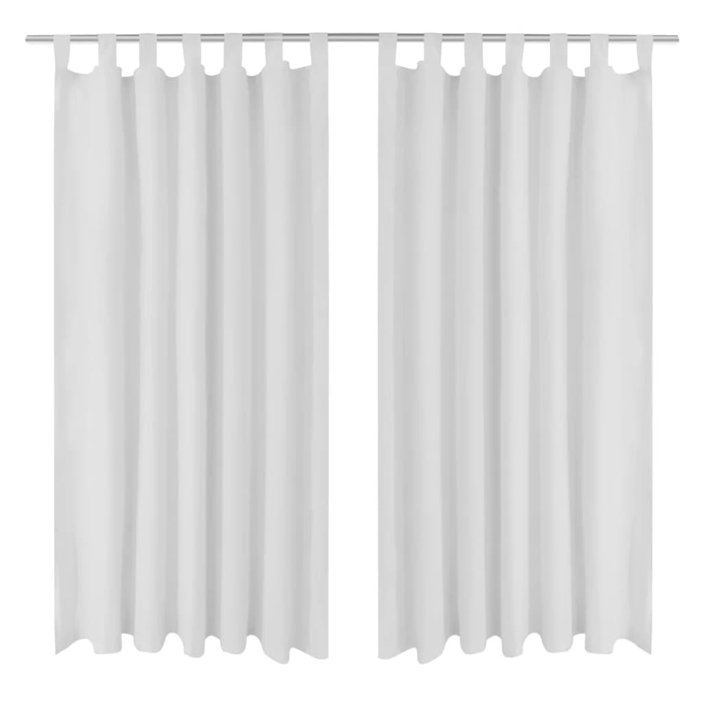 Baltos Užuolaidos su Kilpomis 140 x 175 cm, 2 vnt., Mikro Satinas