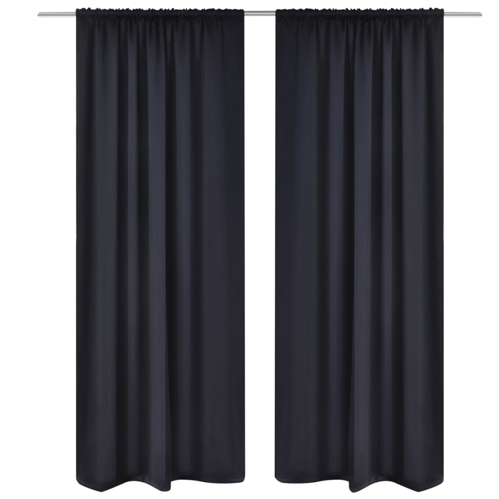 Blackout Curtain Set with 135 x 245 cm, Black