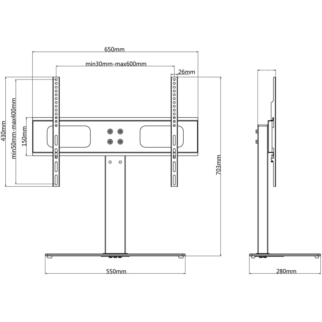 Pastatomas televizoriaus laikiklis 37-55 colių ekranui, 40kg