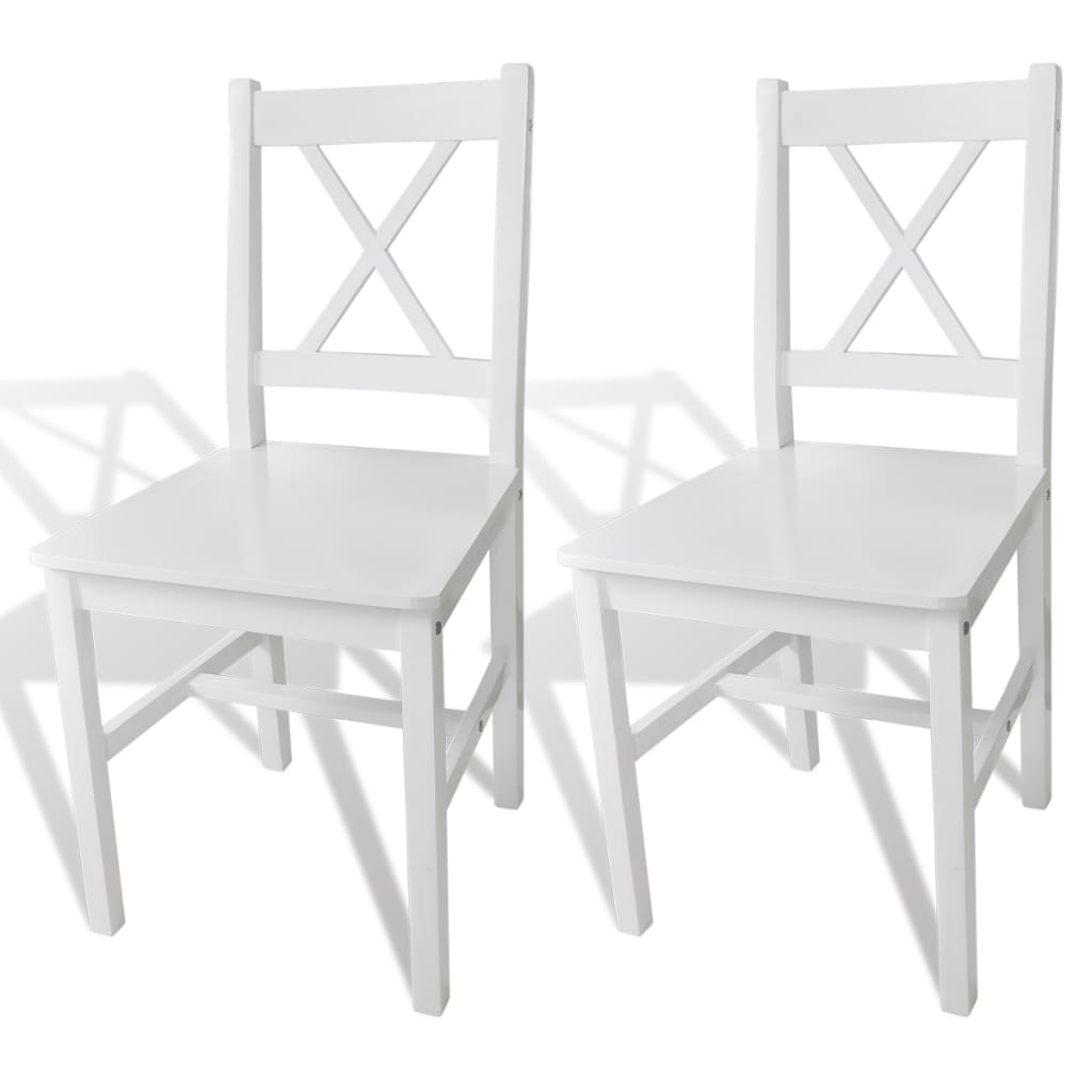 Dining chairs, 2 pcs, white, pine wood