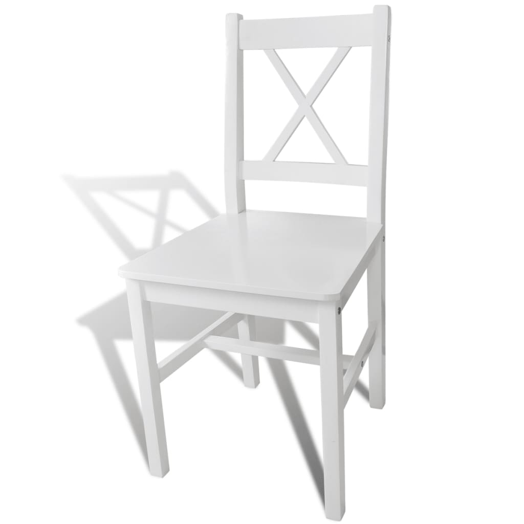 Dining chairs, 2 pcs, white, pine wood