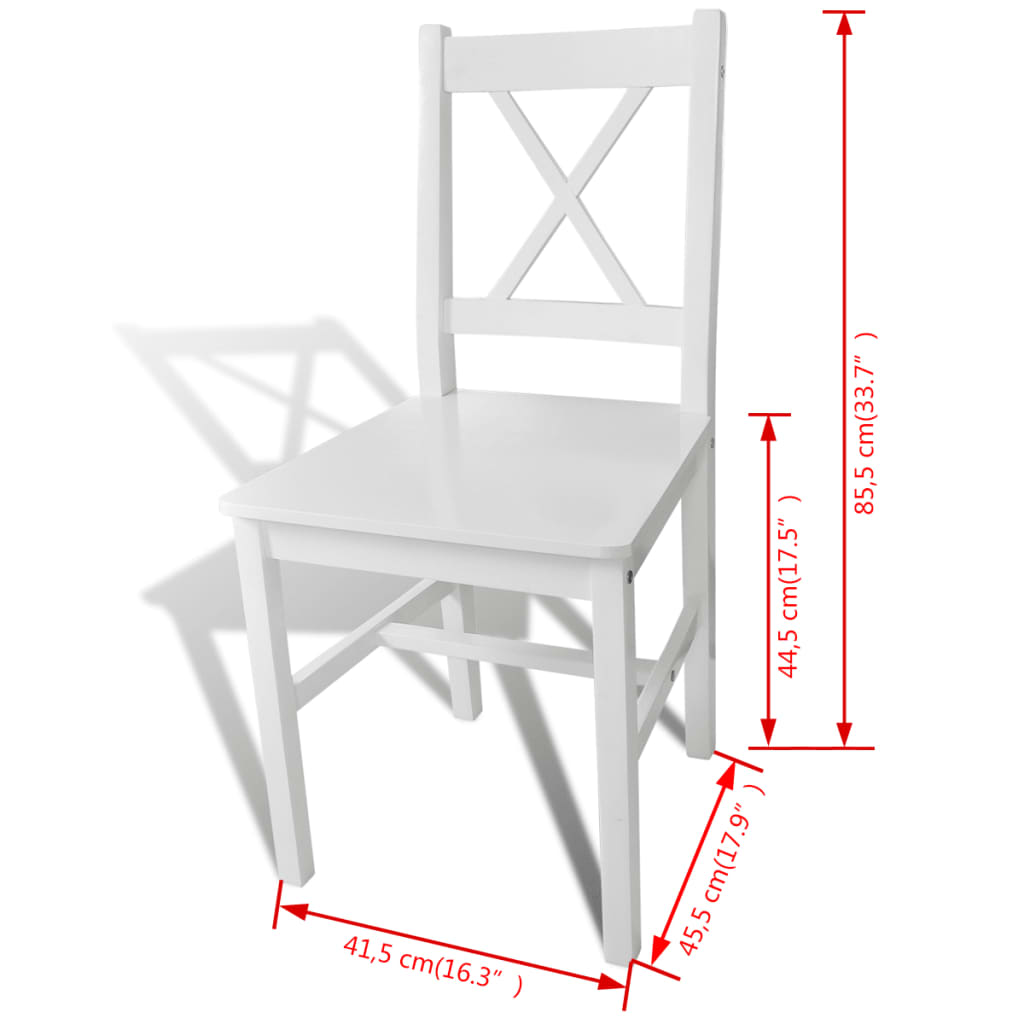 Dining chairs, 2 pcs, white, pine wood