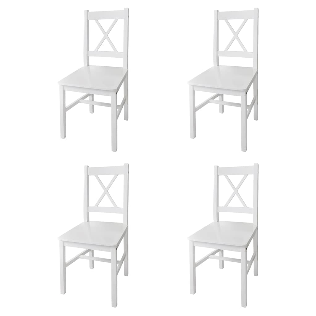 Dining chairs, 4 pcs., white, pine wood